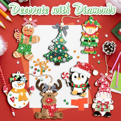 GuassLee DIY Christmas Ornaments Crafts for Kids - Unfinished Wooden Crafts Christmas Hanging Blank Ornaments for Kids Crafting Painting Tree - WoodArtSupply