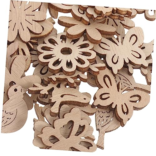 COHEALI 100pcs Pieces Wooden Slices for Centerpieces Crafts Small Flowers for Crafts Christmas Cutouts Craft Wood Slices Wooden Flowers for Crafts COHEALI