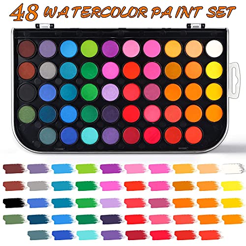 Acrylic Paint Brush Set, 6 Packs / 60 pcs Nylon Hair Brushes. Watercolor Paint, 48 Color, a Brush and a Refillable Water Brush Penfor All Purpose Oil AROIC
