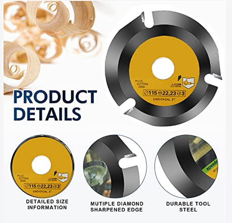 5 Pieces Wood Carving Disc Grinding Wheel Shaping Disc 12 Teeth Wood Polishing Shaping Disc,6 Teeth Wood Turbo Carving Disc,22 Teeth Grinder Chain Winllyat