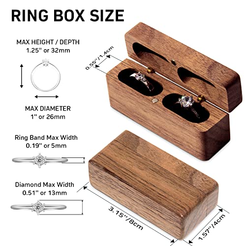 Wislist Ring Bearer Box for Wedding Ceremony Blank DIY Engraved Wooden Ring Holder for 2 Rings (Walnut Wood) - WoodArtSupply