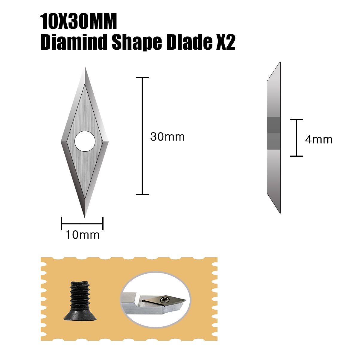 Aogbra 8Pcs Tungsten Carbide Cutters Inserts Set for Wood Lathe Turning Tools(Include 11mm Square with Radius,12mm and 8.9mm Round,30x10mm Diamond - WoodArtSupply