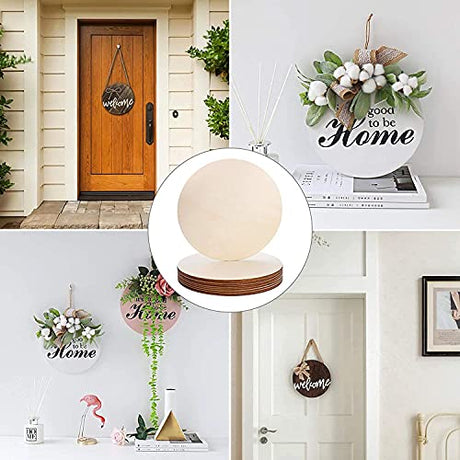 12Pcs 12 Inch Wood Circles for Crafts, Unfinished Blank Wooden Rounds Slice Wooden Cutouts for DIY Crafts, Door Hanger, Sign, Wood Buring, Painting, pojah