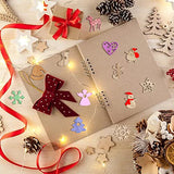 yueton 100PCS Mini Christmas Tree Snowflakes Stars Moose Bells Hats Socks Angels Christmas Unfinished Blank Wood Pieces Wood Slices Wood Chips yueton