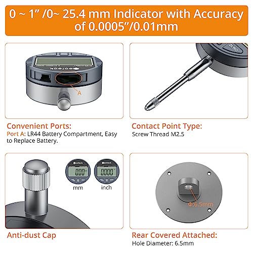 Neoteck 0-1'' Digital Dial Indicator Table Saw Gauge with 3.2inch Long Anodized Aluminum Bar for Aligning and Calibrating Work Shop Machinery Table Neoteck