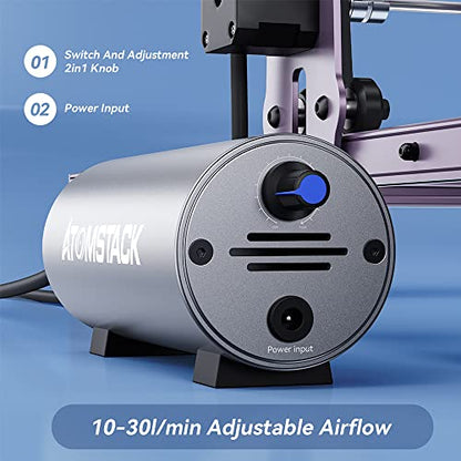 ATOMSTACK F30 Air Assist, Laser Engraver Machine Air Assist Pump with 2M Tube for ATOMSTACK X7 PRO/S10 PRO/A10 PRO,Remove Smoke Dust, Cleaner Cutting