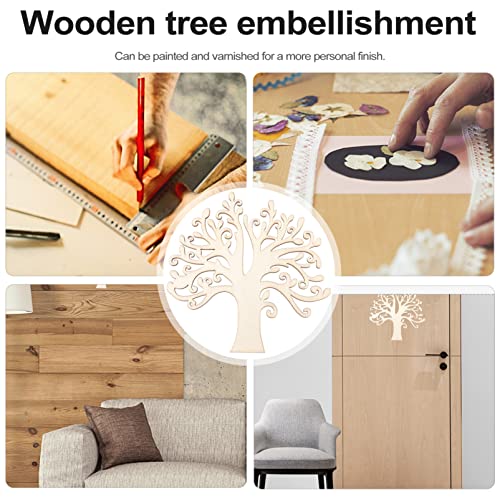 Veemoon 10pcs Blank Wooden Tree Embellishments, Unfinished Wood Crafts Wooden Tree Shape Tree Cutout for Home Family Tree Weddings DIY Crafts Veemoon
