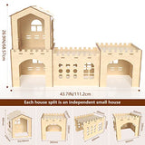 Woiworco Extra Large Rabbit Hideout, Wooden Rabbit Castle Bunny Spacious Breathable Hideouts for Indoor Bunnies, Hamsters and Guinea Pigs Hut to Hide Woiworco