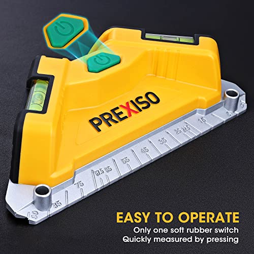 PREXISO Square Laser-65Ft Green Beam Floor Tile Laser Level, Tile Laser Line Projection, Angle 90 degree Aluminum Base Magnetic Level Square Built-In Prexiso