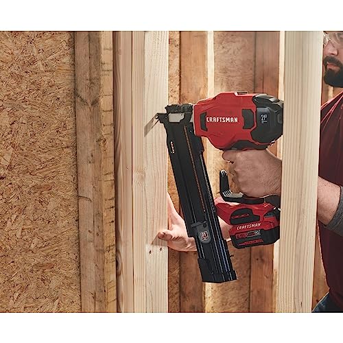 CRAFTSMAN V20 Cordless Framing Nailer, Nail Gun, 21 Degree, up to 3-1/4 inch Nails, Bare Tool Only (CMCN621PLB) - WoodArtSupply