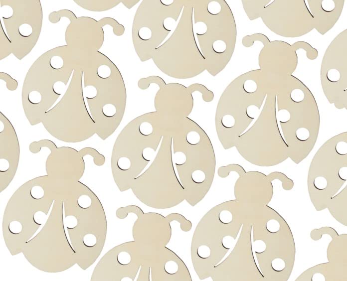 Pack of 24 Unfinished Wood Ladybug Cutouts by Factory Direct Craft - Blank Wooden DIY Bee Shapes for Scouts, Camps, Vacation Bible School, & Birthday Factory Direct Craft
