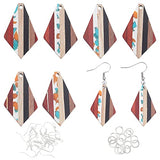 OLYCRAFT 48 Pcs Resin Wood Earring Pendants Rhombus Vintage Wood Earring Charms Resin Wood Jewelry Findings Wooden Dangle Earring Making Kit for OLYCRAFT