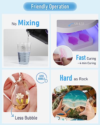 Nicpro UV Resin 1000g, Upgrade Crystal Clear Ultraviolet Epoxy Resin Glue Kit, Low Odor & Quick Curing Sunlight Cure Hard UV Resin for Jewelry Nicpro