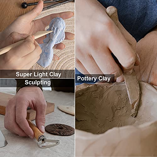  Pottery Clay Sculpting Tools for Polymer, Yagugu 19Pcs Basic  Wood Ceramics Carving Tool Supplies kit Accessories for Kids, Adults and  Artists Modeling Shaping Building for Art&Craft