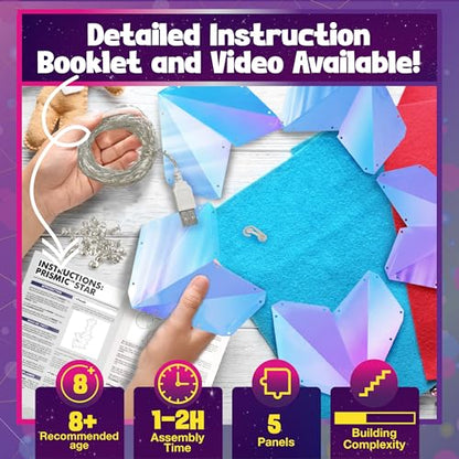 PRISMIC Make Your Own 3D Star Light Art & Craft Kit - Unique Gifts for 8 + Year Old Girls & Boys - Fun Crafts for Girls 8-12, DIY Kits for Kids Ages