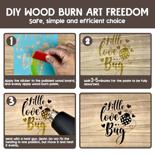 1DFAUL Wooden Burning Paste, 4 OZ Wood Burn Gel with Silicone Squeegee for Crafting, Drawing and DIY Arts, Create Beautiful Art in Minutes, 1DFAUL