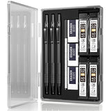 Nicpro Metal 0.9 mm Mechanical Pencils Set with Case, 3PCS Black 0.9mm Drafting Pencil, 6 Tubes HB Lead Refills, 3PCS Erasers, Erasers Refills for Nicpro