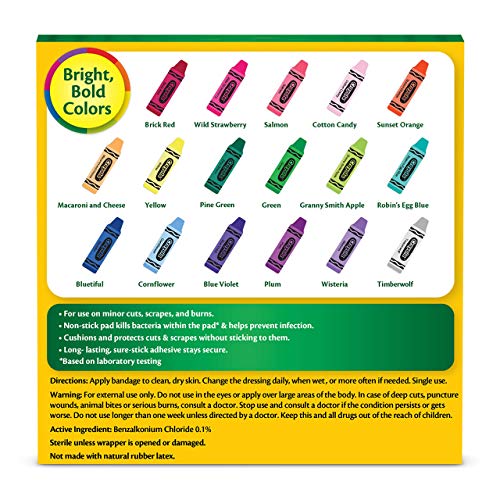 Crayola Shaped Kids Bandages, 100 CT | Great for Birthdays, Party Supplies, Stickers, Stocking Stuffer or White Elephant Gift | Adhesive Bandages for Crayola