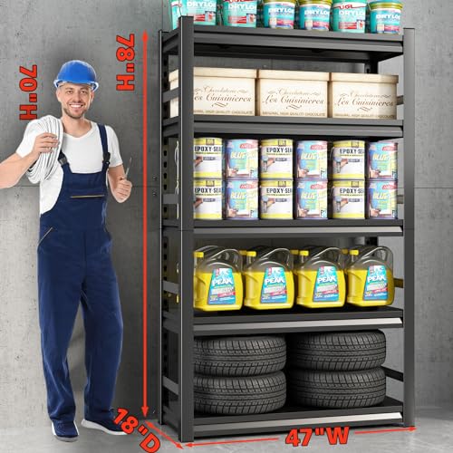 48" W Garage Shelving,Sturdy Garage Shelves Steel Heavy Duty Shelf,Large Metal Shelves,Adjustable Garage Storage Shelves Rack Unit for Warehouse Bezuny