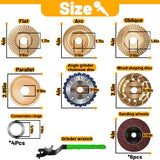 13PCS Wood Carving Disc Set for 4" or 4 1/2" Angle Grinder, Stump Tool Grinder Disc Wheel Attachments for Woodworking, Stump Grinding Tools for Wood Feirenql