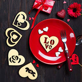 45 Pieces Wooden Ornaments Heart Wood Embellishments Crafts Set Hollow Design with Storage Tray, Mini Laser Cut Heart Shape for Valentine's Day and WILLBOND