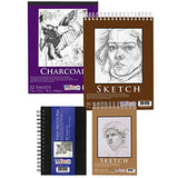 U.S. Art Supply Set of 4 Different Stylesof Sketching and Drawing Paper Pads (242 Sheets Total) - 2 Each 5.5" x 8.5" and 9" x 12" Premium Spiral U.S. Art Supply