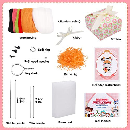 Needle Felting Kit,Needle Felting Kit for Beginners,Wool Needle Felting Beginner Kits with Colorful Wool,Felting Needles,Instructions,for Adults