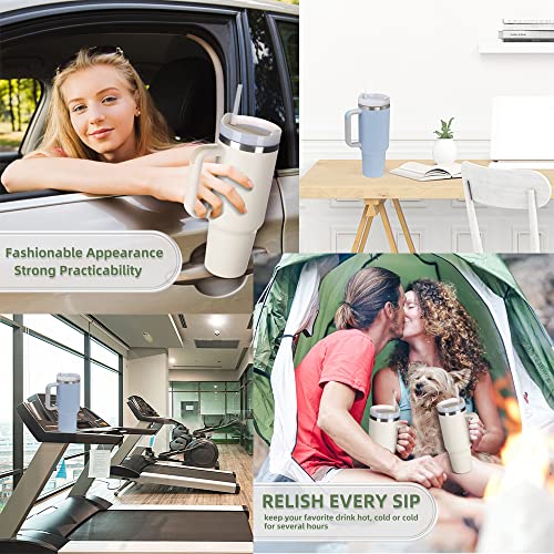 KISSKIND 40 oz tumbler with handle Travel Mug Straw Covers Cup with Lid Insulated Quencher Stainless Steel Water Iced Tea Coffee Gift ROSE… KISSKIND