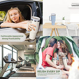 KISSKIND 40 oz tumbler with handle Travel Mug Straw Covers Cup with Lid Insulated Quencher Stainless Steel Water Iced Tea Coffee Gift ROSE… KISSKIND