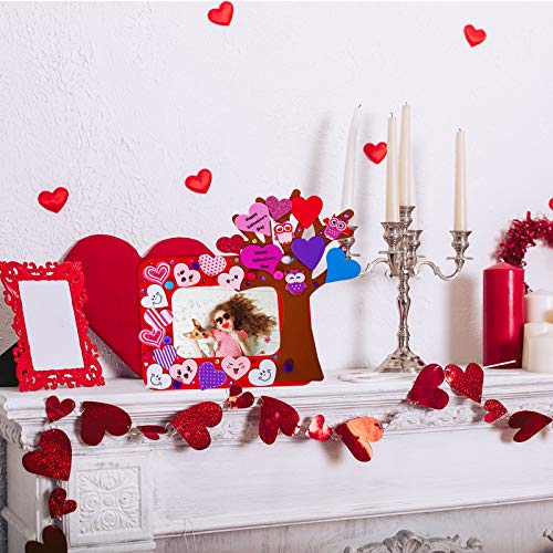 Winlyn 12 Sets Valentine's Day Craft Kits DIY Foam Valentine Picture Photo Frames Art Sets Foam Frames Tree of Hearts Smile Face Hearts Owl Hearts Winlyn