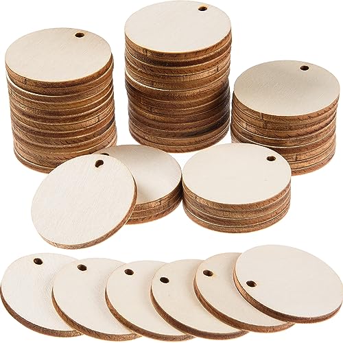 150 Pcs Unfinished Wooden Circles with Holes 2 Inch Wood Rounds Tags Blank Natural Round Wood Discs for Crafts Wooden Circle Cutouts Ornaments for - WoodArtSupply