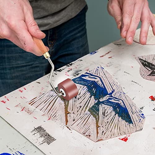 Milkary Rubber Rollers Brayer, 3 Pcs Brayer Ink Roller with Comfort Grip for Print, Craft Stamping Brayers, Stamping Tools Milkary