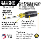 Klein Tools 85076 Screwdriver Set, Slotted and Phillips Screwdrivers with Non-Slip Cushion-Grip Handles and Tip-Ident, 7-Piece Klein Tools
