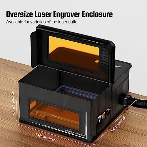 WIZMAKER Laser Engraver Enclosure, 760 x 740 x 420mm Extra Large Size Foldable Laser Cutter Protective Cover with Fan and Pipe, Smoke-Proof, Eye