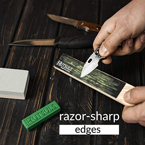 Hutsuls Pocket Knife Strop Kit - Get Razor-Sharp Edges with Pocket Leather Strop for Knife Sharpening, Easy to Use Knife Stropping Kit with Stropping Hutsuls