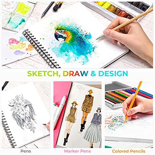 Ohuhu Mixed Media Paper Pad: 11.6"x9.6" Mix Media Sketchbooks, 120 LB/200 GSM Heavyweight Papers, 62 Sheets/124 Pages, Spiral Bound Mixed Media Art Ohuhu