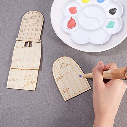 NBEADS 24 Pcs Unpainted Fairy Theme Mini Door Shape Wooden Pieces, 4 Patterns Wood Fairy Garden Door Miniature DIY Craft Embellishments for Christmas - WoodArtSupply