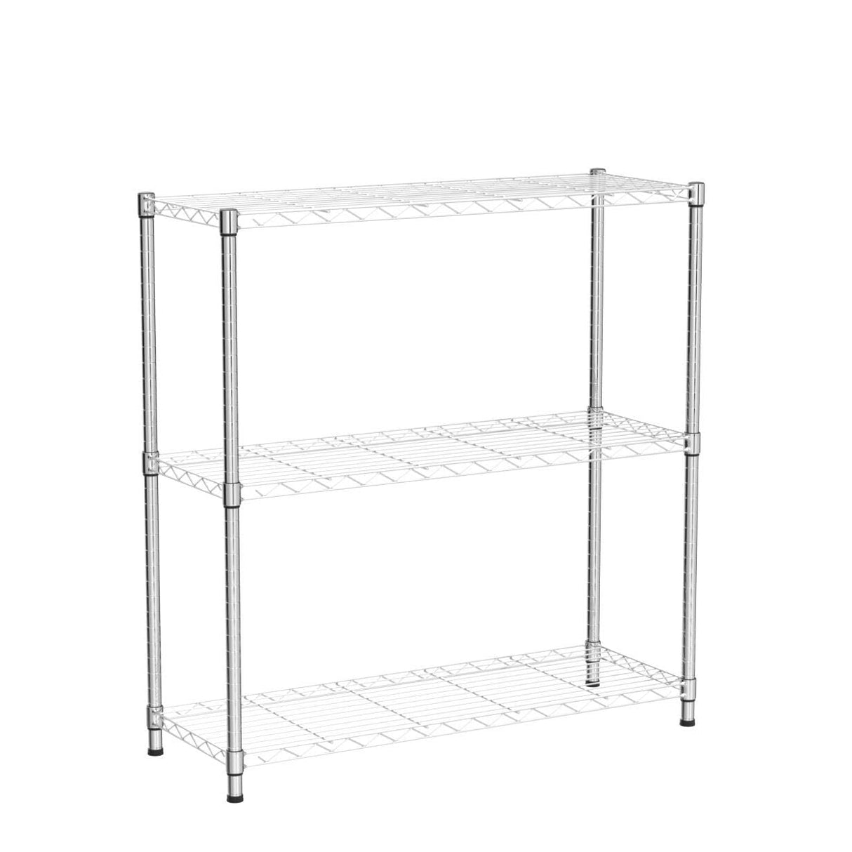 3-Tier Adjustable Wire Storage Shelving Rack, 150 Lbs Capacity Per Shelf, For Pantry Garage Kitchen - 23"x12"x30", Chrome MGHH
