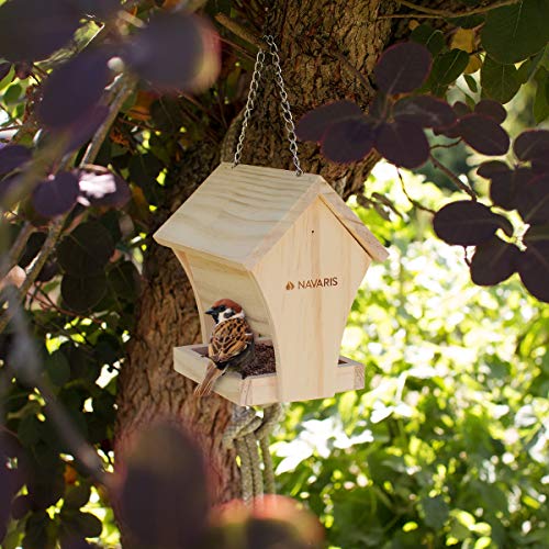 Navaris DIY Bird House Kit - 6.7" x 5.1" x 6.9" Build Your Own Wood Birdhouse Outdoor Garden Bird Table Feeder Box for Wild Birds, Sparrows and More