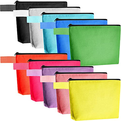 10 Pieces Canvas Makeup Bags Bulk Travel Cosmetic Bags Plain Makeup Po –  WoodArtSupply