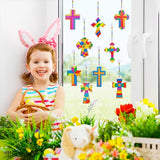 Winlyn 27 Sets Cross Suncatchers Ornaments Decorations DIY Window Paint Art Suncatchers Cross Craft Kits Cross Sun Catchers for Kids Sunday School Winlyn