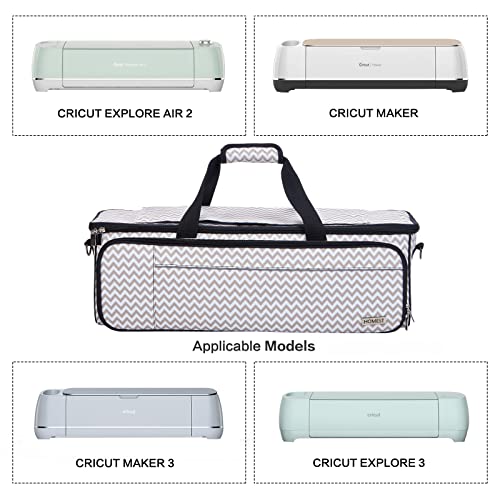 HOMEST Carrying Case for Cricut with Multi pockets for 12x12 Mats, Large Front Pocket for Accessories, Ripple (Patent Design) - WoodArtSupply