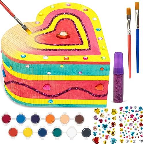 Paint Your Own Wooden Jewelry Box-Arts and Crafts for Kids 4-6, DIY Treasure Box Painting Kits Gift for 7 8 Year Old Girls, Kids Crafts - WoodArtSupply