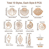 Fashewelry 80pcs Unfinished Clam Shell Wooden Dangle Earring Pendants Filigree Seashell Natural Blank Wood Cutouts with 80pcs Jump Rings, 80Pcs Fish FASHEWELRY