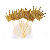 JANOU Gold Glitter Crown Cake Cupcake Topper for Wedding Party Decoration Pack 20pcs JANOU