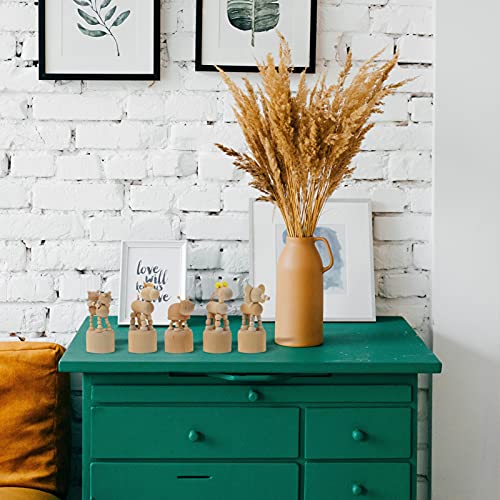 BESPORTBLE 4pcs Wooden Push Up Toys Dog Elephant Unfinished Wooden Peg Doll Kids Finger Puppets Wood Animal Figurines Dancing Animal Giraffe Press BESPORTBLE