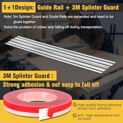 Fengind 110" Track Saw Guide Rail for DeWalt Track Saws, 55" x 2 Guide Rail with Connector Replace DeWalt DWS5020 Guide Rail, Perfect for DeWalt - WoodArtSupply