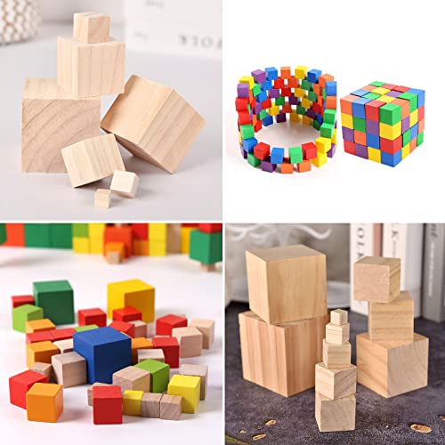 Blank Wood Blocks for Crafting, 2 inch 10PCS Unfinished Large Wooden Blocks for Crafts and Decor, Natural Solid Wooden Squares Wood Cubes for Baby Coowayze