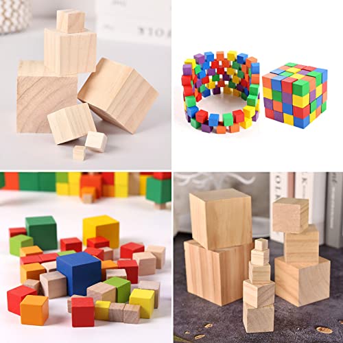 Blank Wood Blocks for Crafting, 2 inch 10PCS Unfinished Large Wooden Blocks for Crafts and Decor, Natural Solid Wooden Squares Wood Cubes for Baby