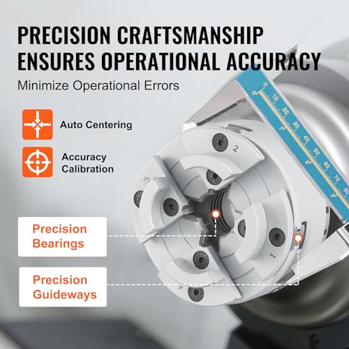 VEVOR KP96 Lathe Chuck, 4-Jaw 3.75" Diameter, Metal Lathe Chuck Turning Machine Accessories, Self-centering Tool, for Lathe, Precision Machining, VEVOR
